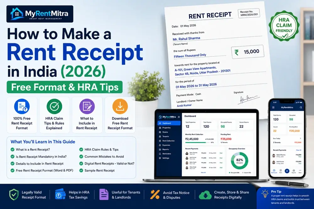How to Make a Rent Receipt in India (2026) — Free Format & HRA Tips
